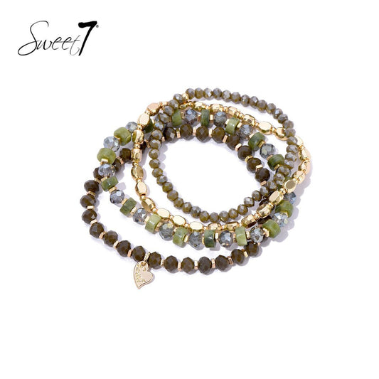 Sweet7 armbanden set groen/goud