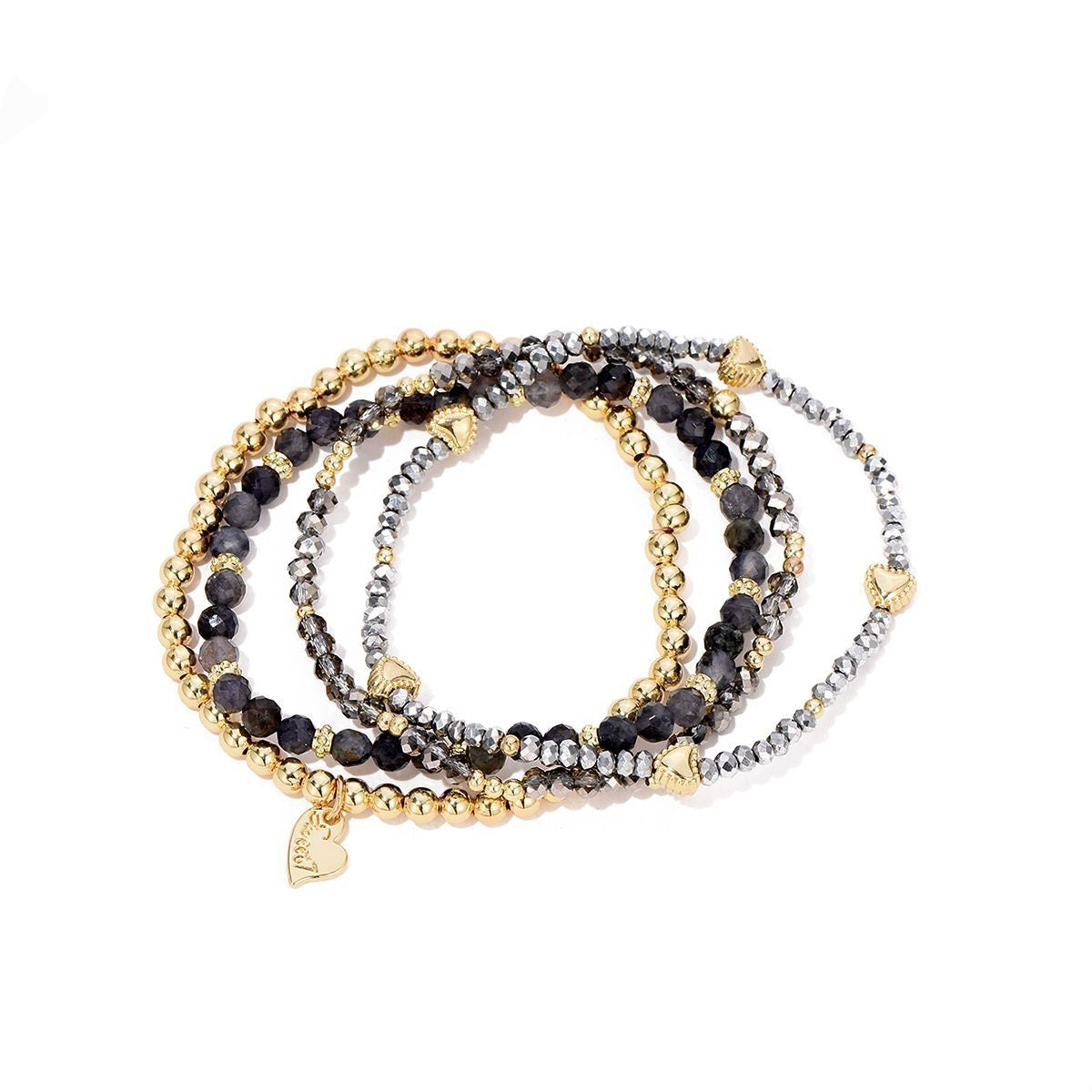 Armbanden set heart - grijs/zwart