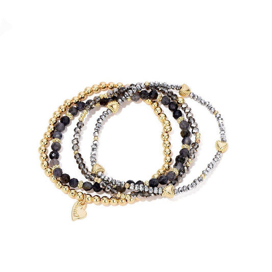 Sweet7 Armbanden set heart - grijs/goud