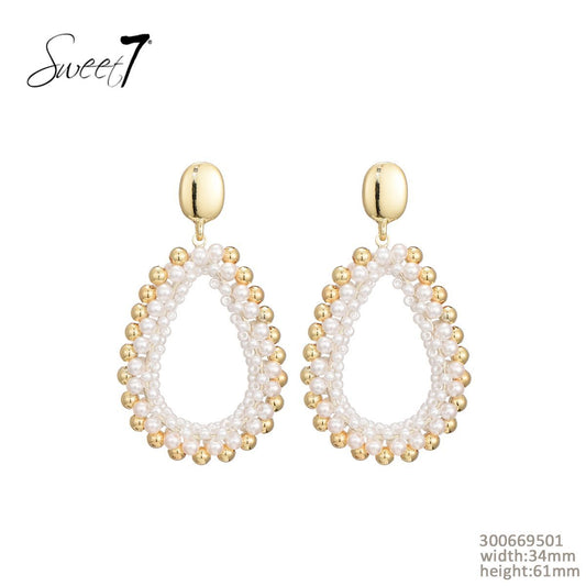 Sweet7 oorbellen - wit/goud