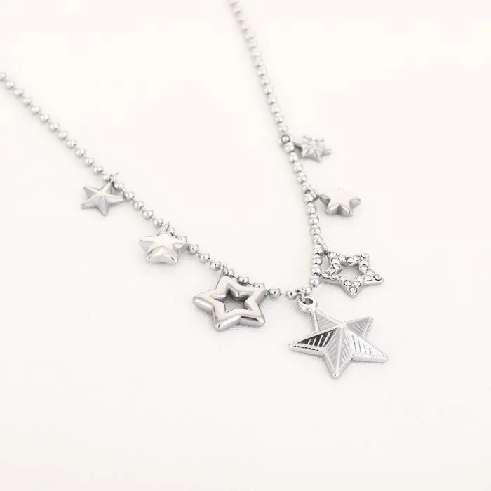 Steren bedels ketting - zilver