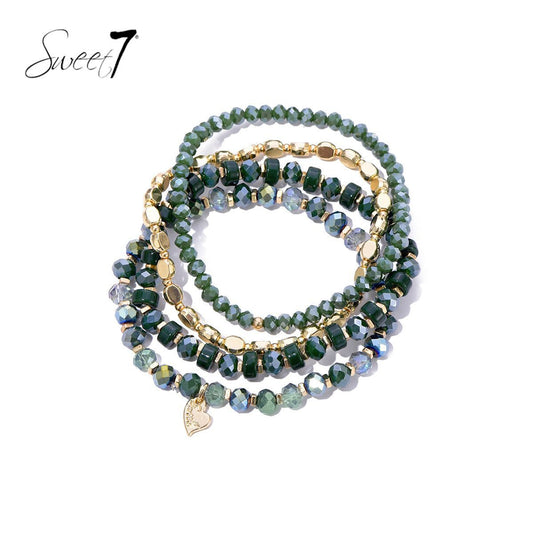 Sweet7 armbanden set petrol/goud