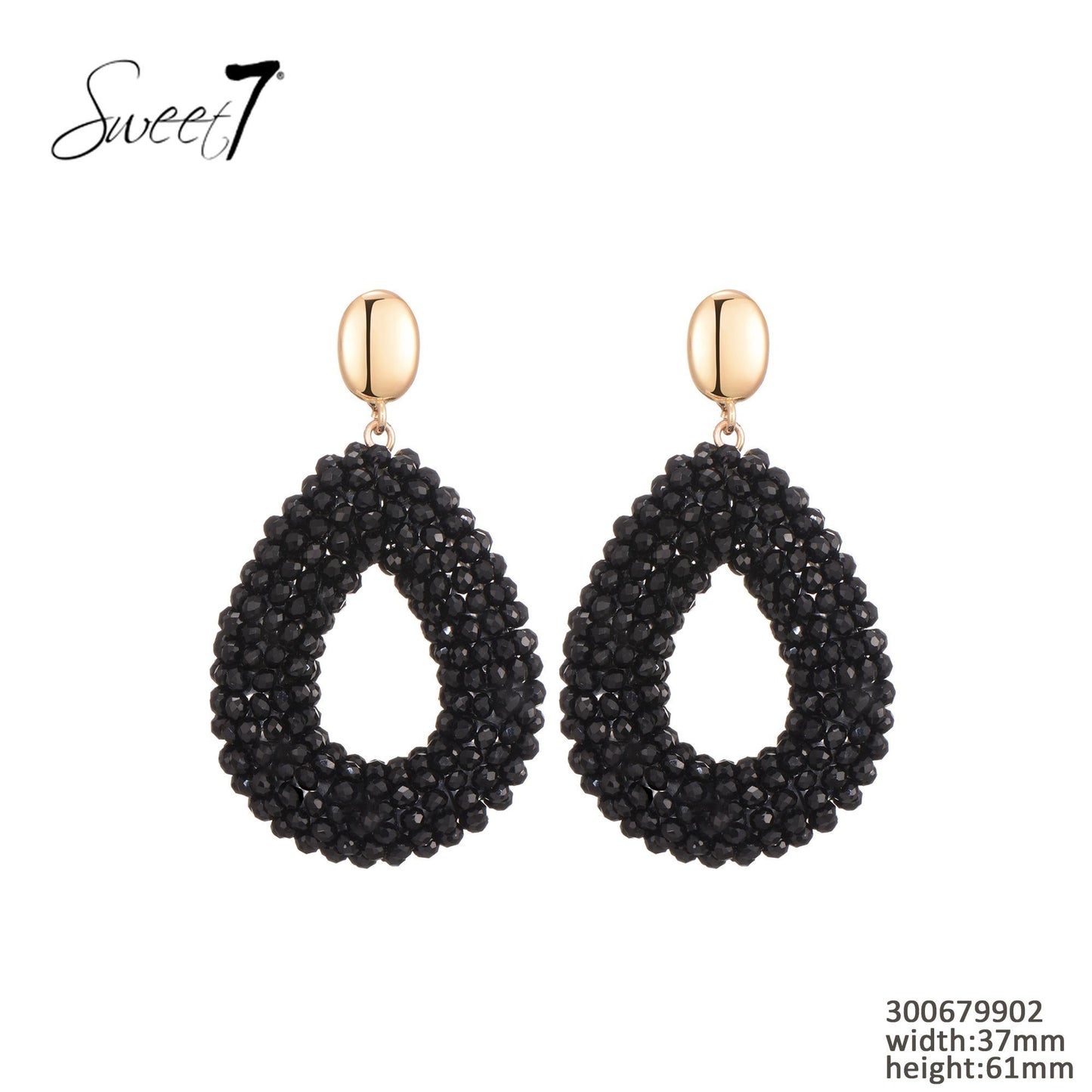 Sweet7 oorbellen - zwart/goud