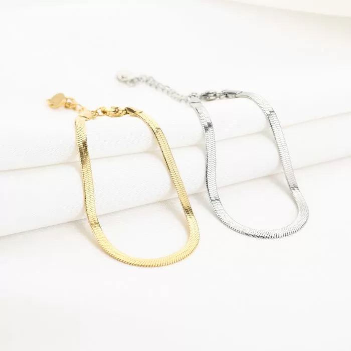 Platte armband - goud