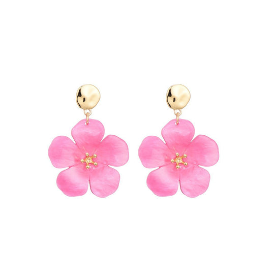 Bloem oorbellen - roze