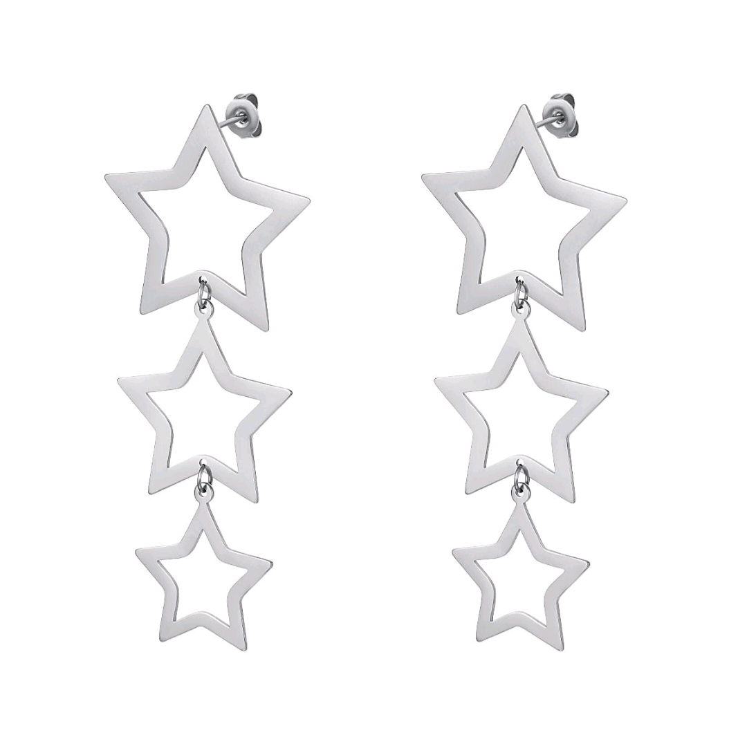 Sterren oorbellen - zilver