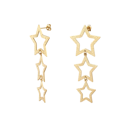 Sterren oorbellen met print - goud