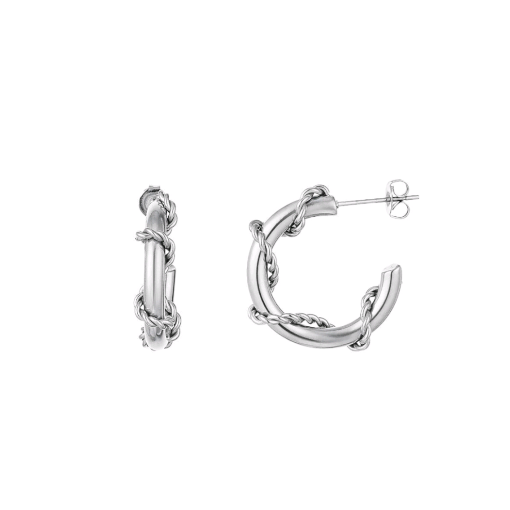 Oorbellen gedraaid touw - zilver