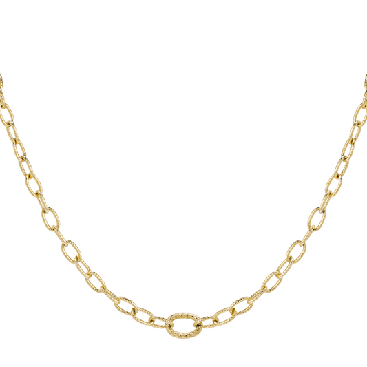 Schakel ketting met structuur - goud