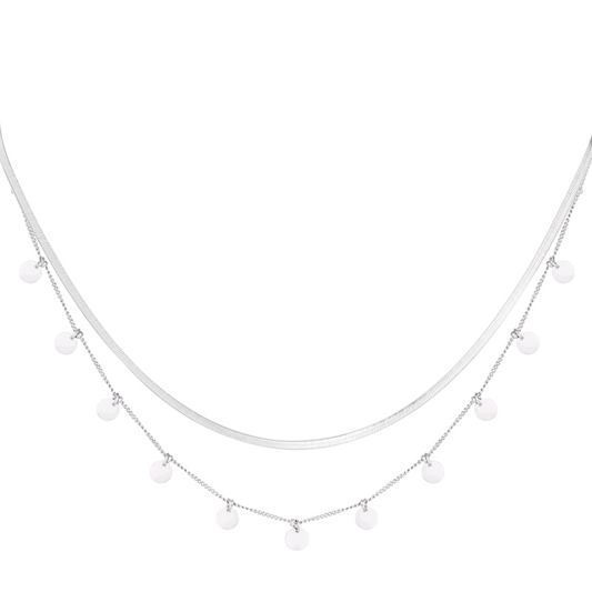 Dubbele ketting muntjes - zilver