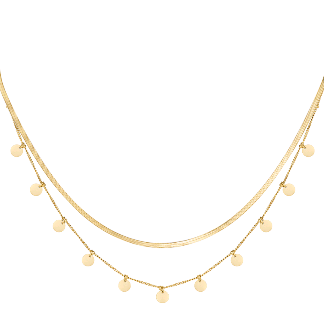 Dubbele ketting muntjes - goud