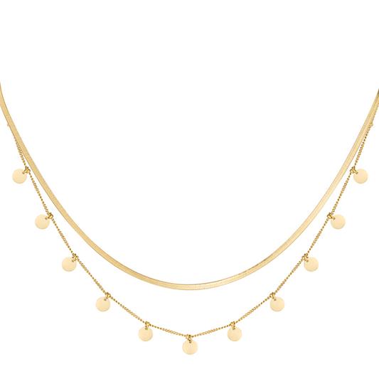 Dubbele ketting muntjes - goud