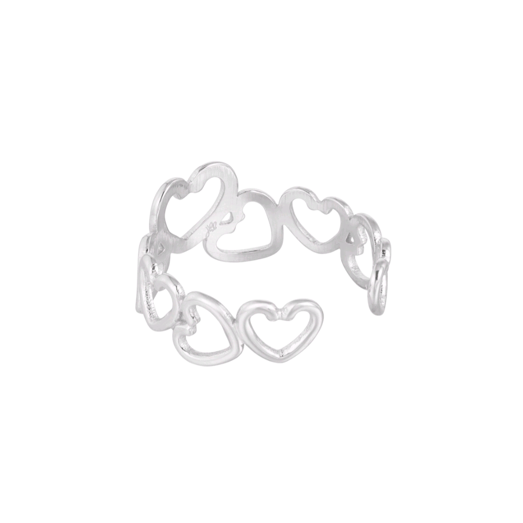 Ring hartjes - zilver