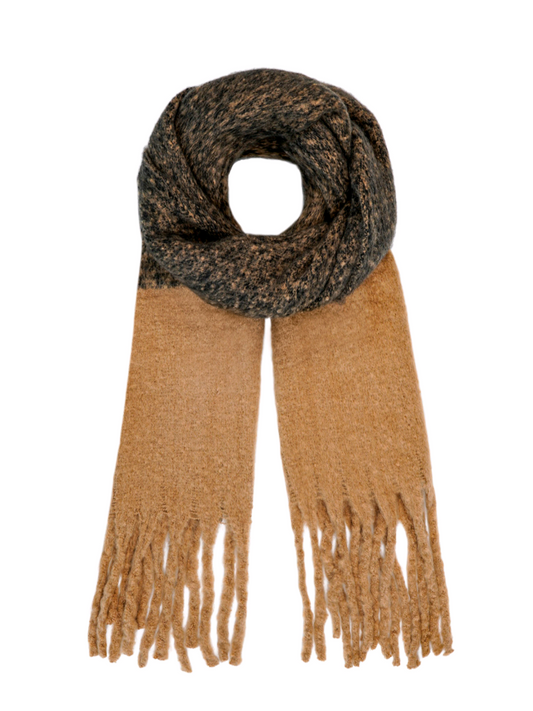 Kleurrijke sjaal beige zwart