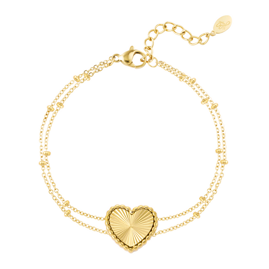 Armband bolletjes met hart - goud