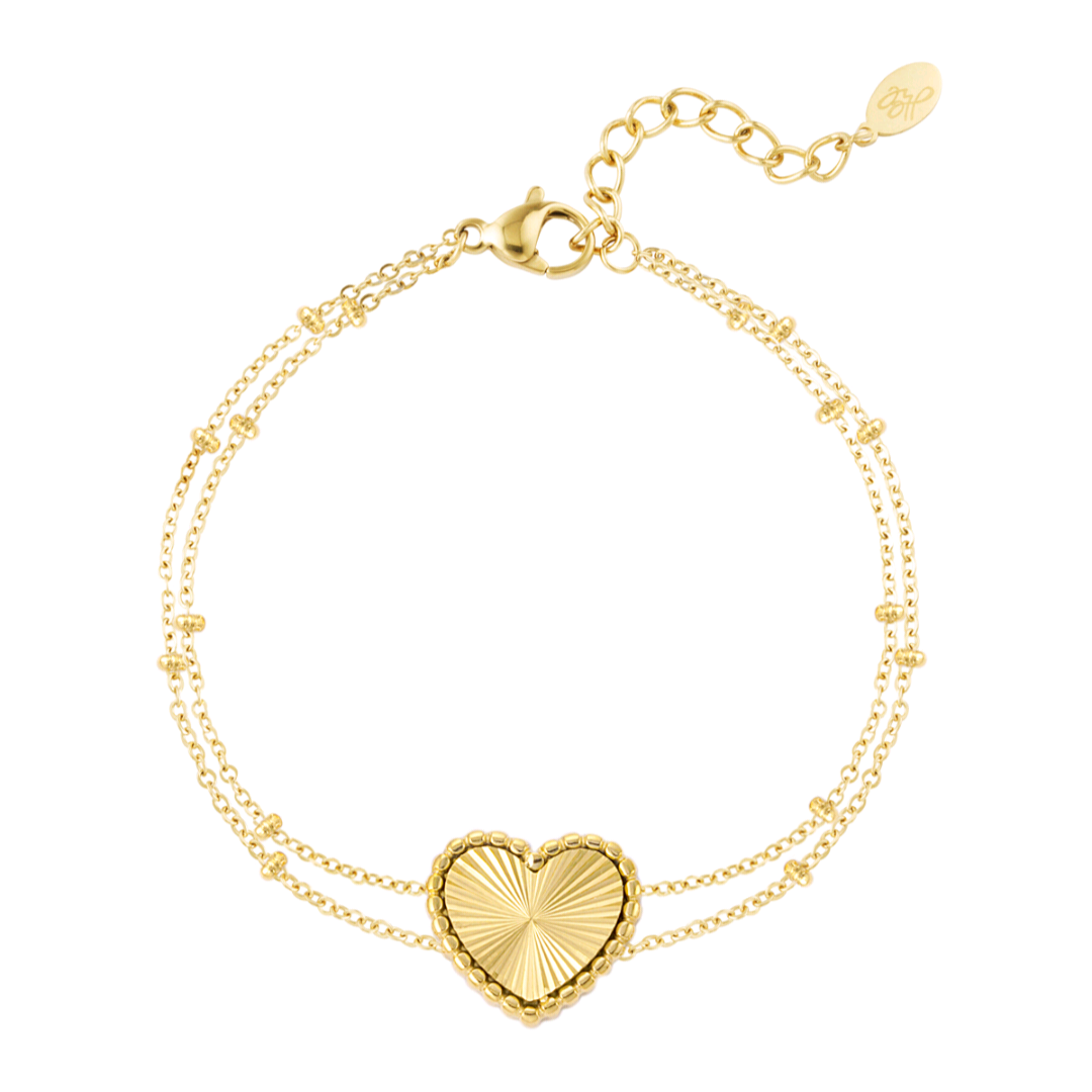 Armband bolletjes met hart - goud