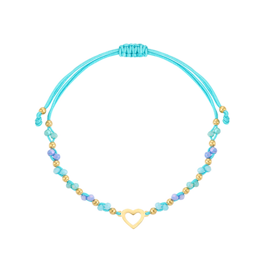 Zomer armbandje hart - blauw