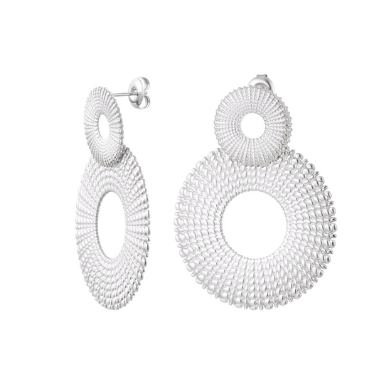 Statement oorbellen cirkels - zilver