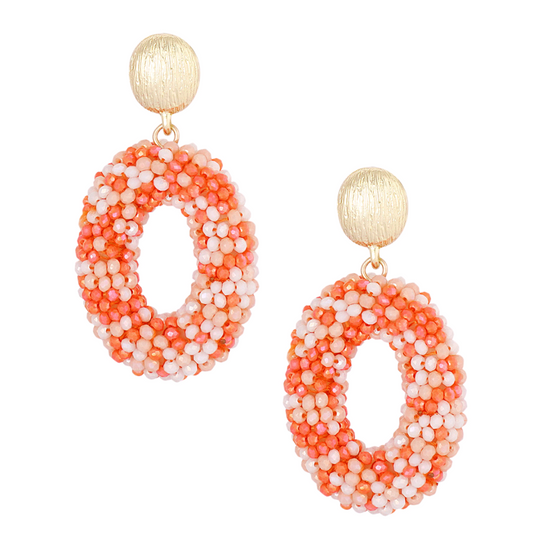 Ovale discodip oorbellen - oranje/goud