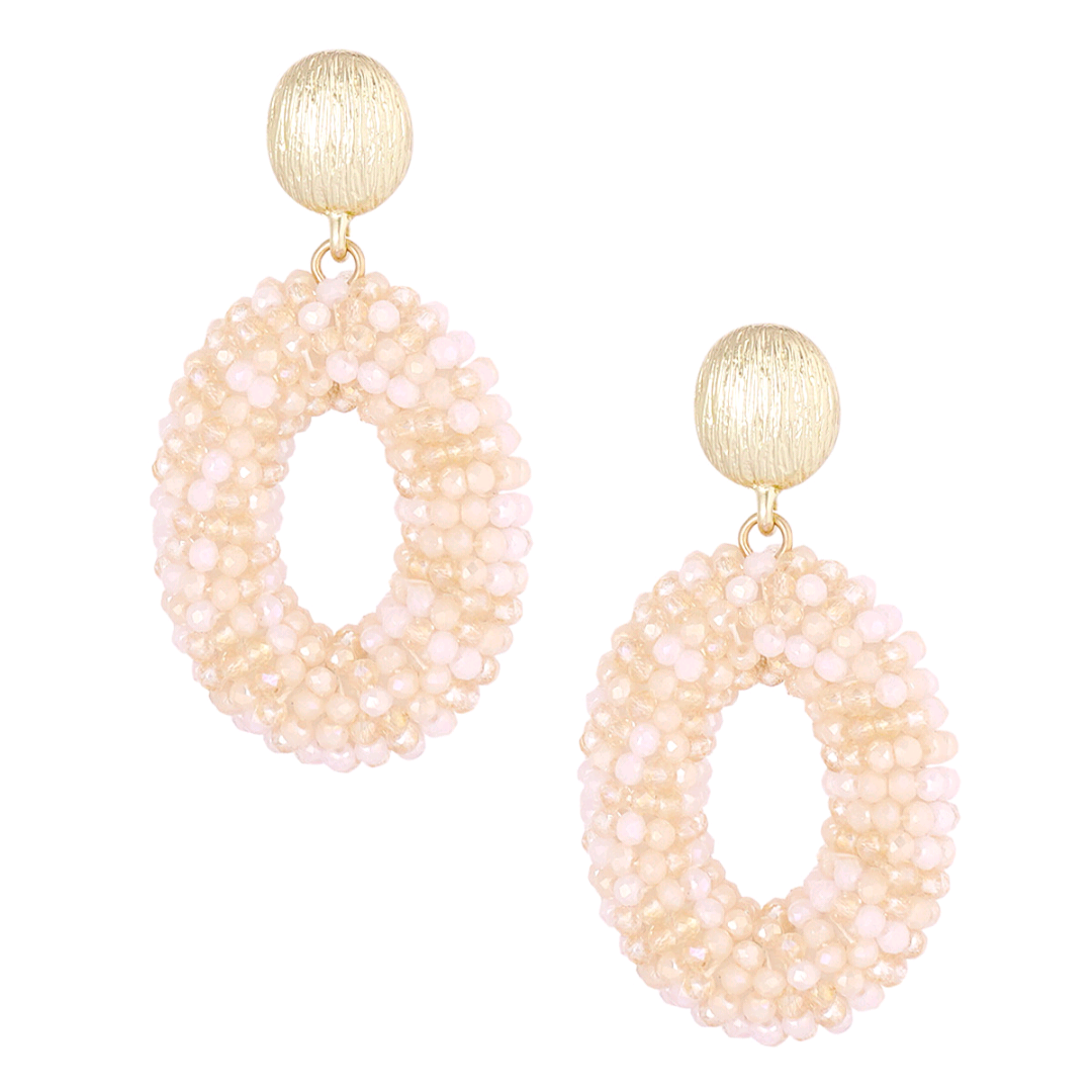 Ovale discodip oorbel - beige goud