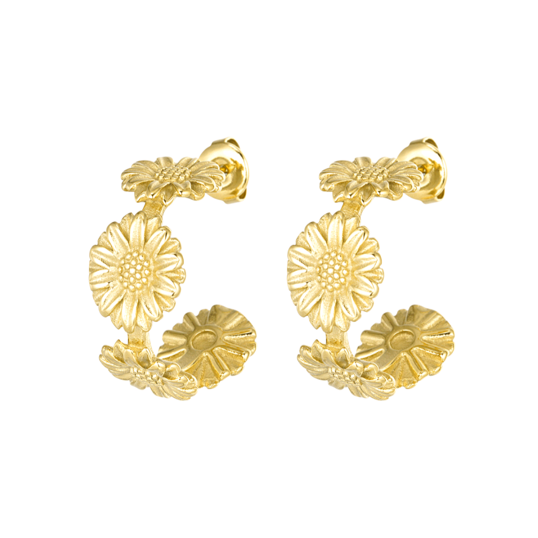 Oorbellen bloemen party - goud