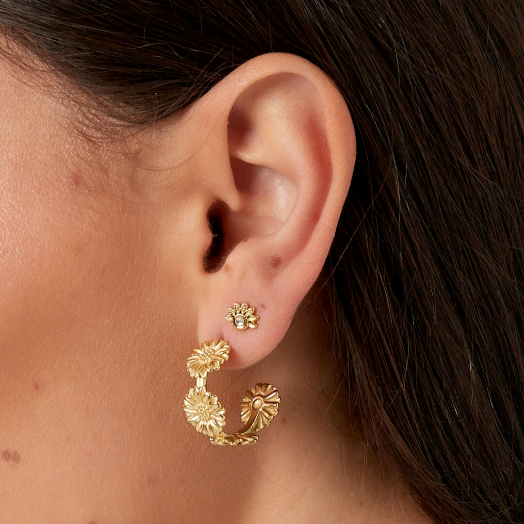 Oorbellen bloemen party - goud