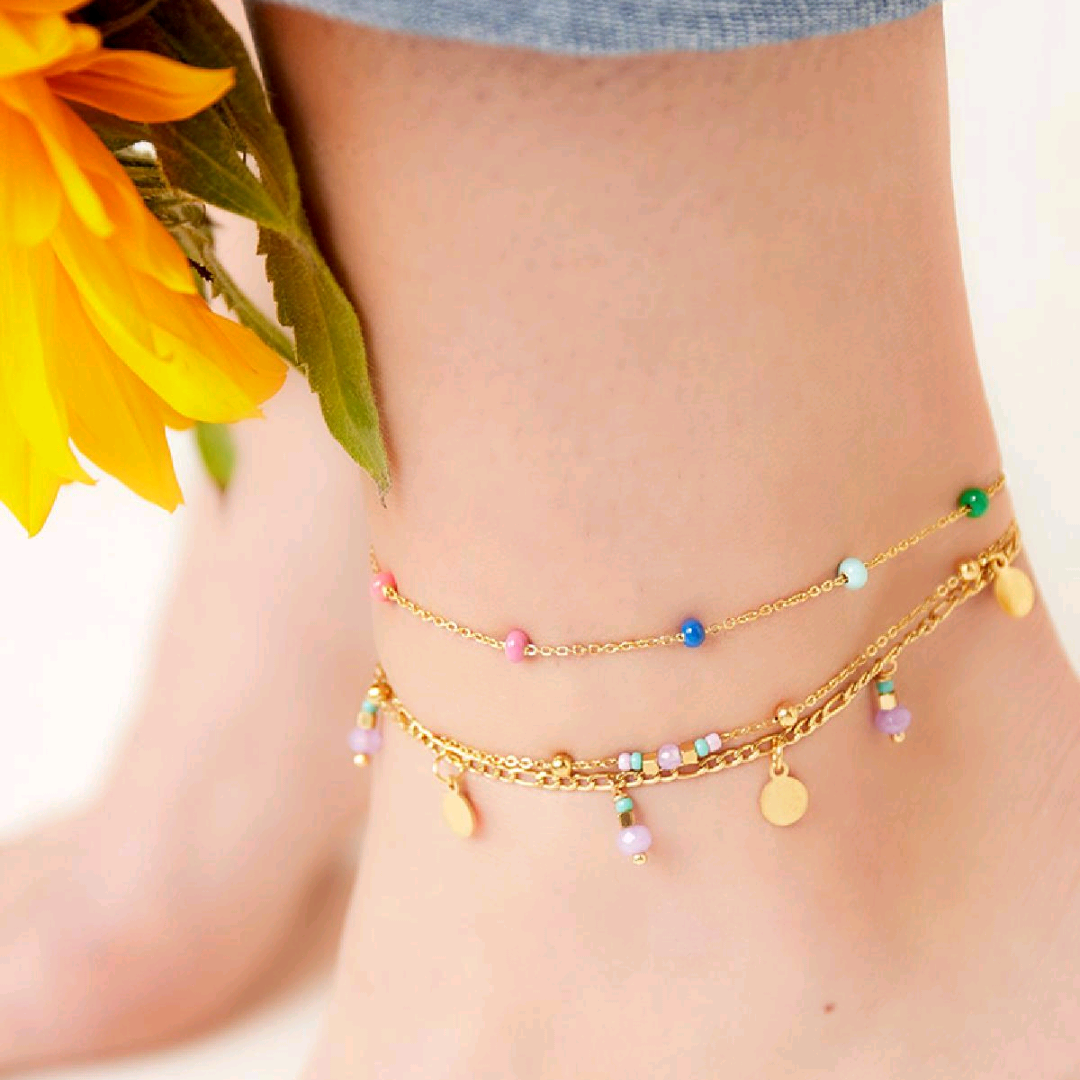 Dubbel gelaagd enkelbandje - roze