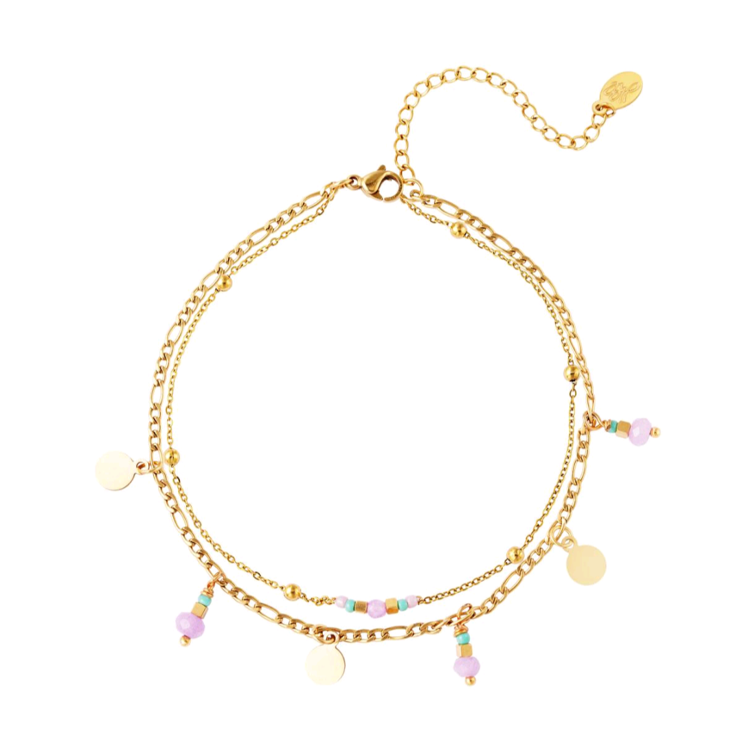 Dubbel gelaagd enkelbandje - paars