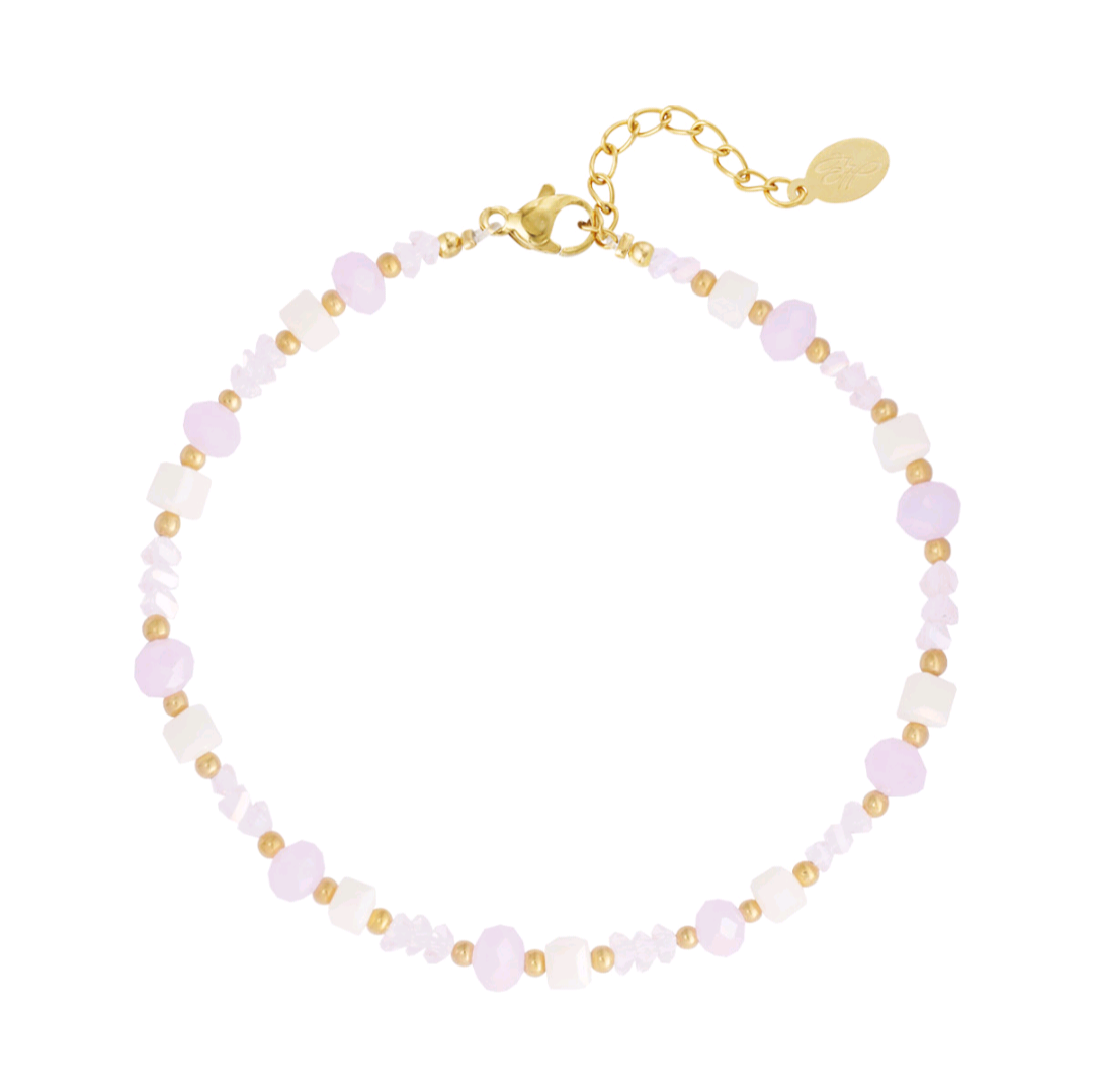 Strand vibe enkelbandje - lichtroze/goud