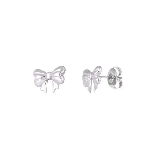 Oorstuds cute bow - zilver