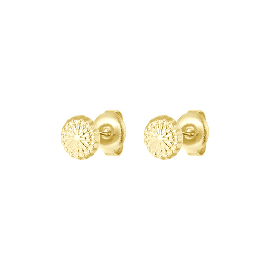 Kleine ronde oorsteker met patroon - goud
