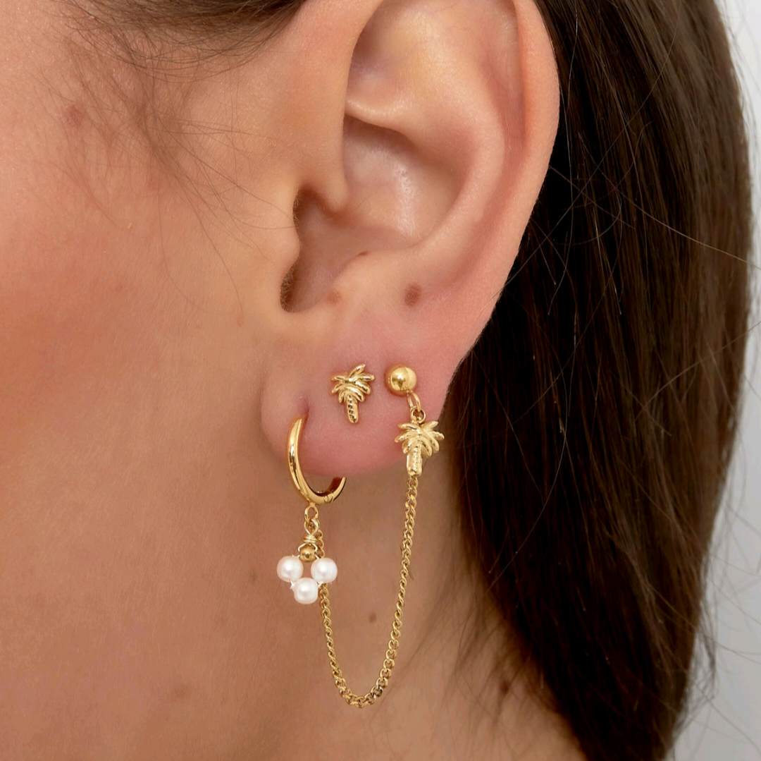 Oorstekers palmboom - zilver