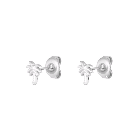 Oorstekers palmboom - zilver