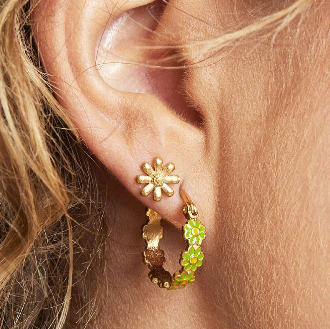 Oorbellen shiny daisy - goud