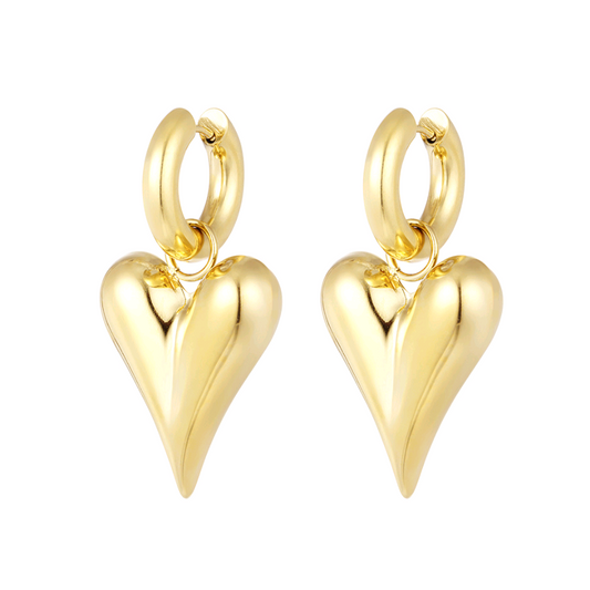 Oorbellen met harthangers groot - goud