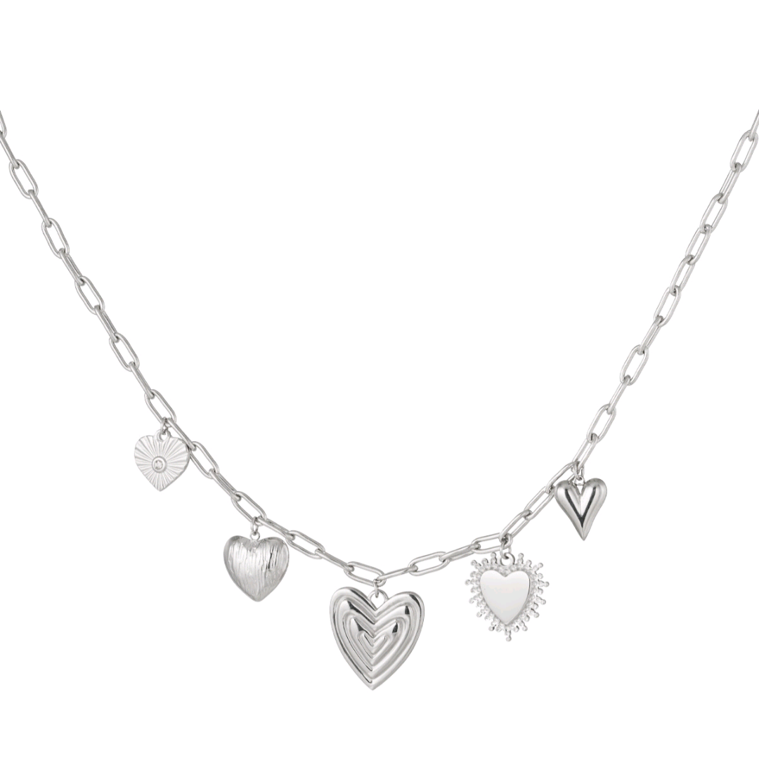 Bedelketting hearts for the win - zilver