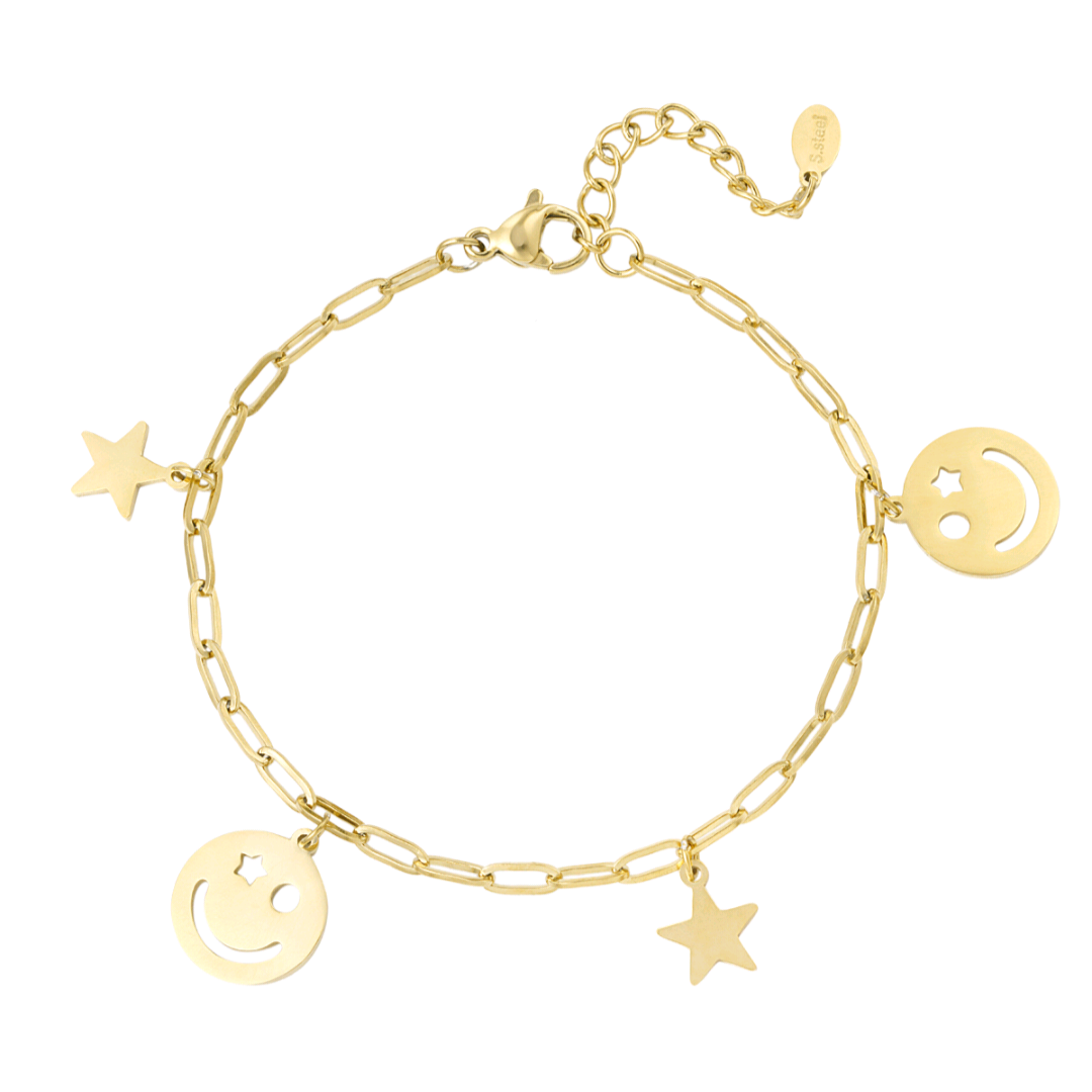 Happy night bedelarmband- goud