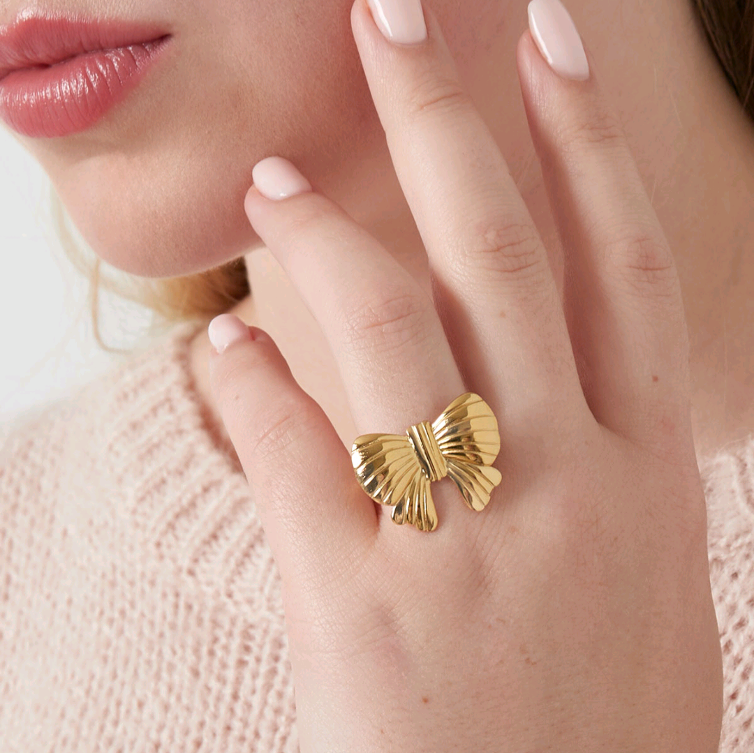 Ring bow power - goud
