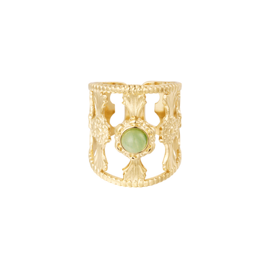 Sierlijke ring met steen - groen