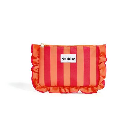 Make-Up tasje met strepen oranje/roze