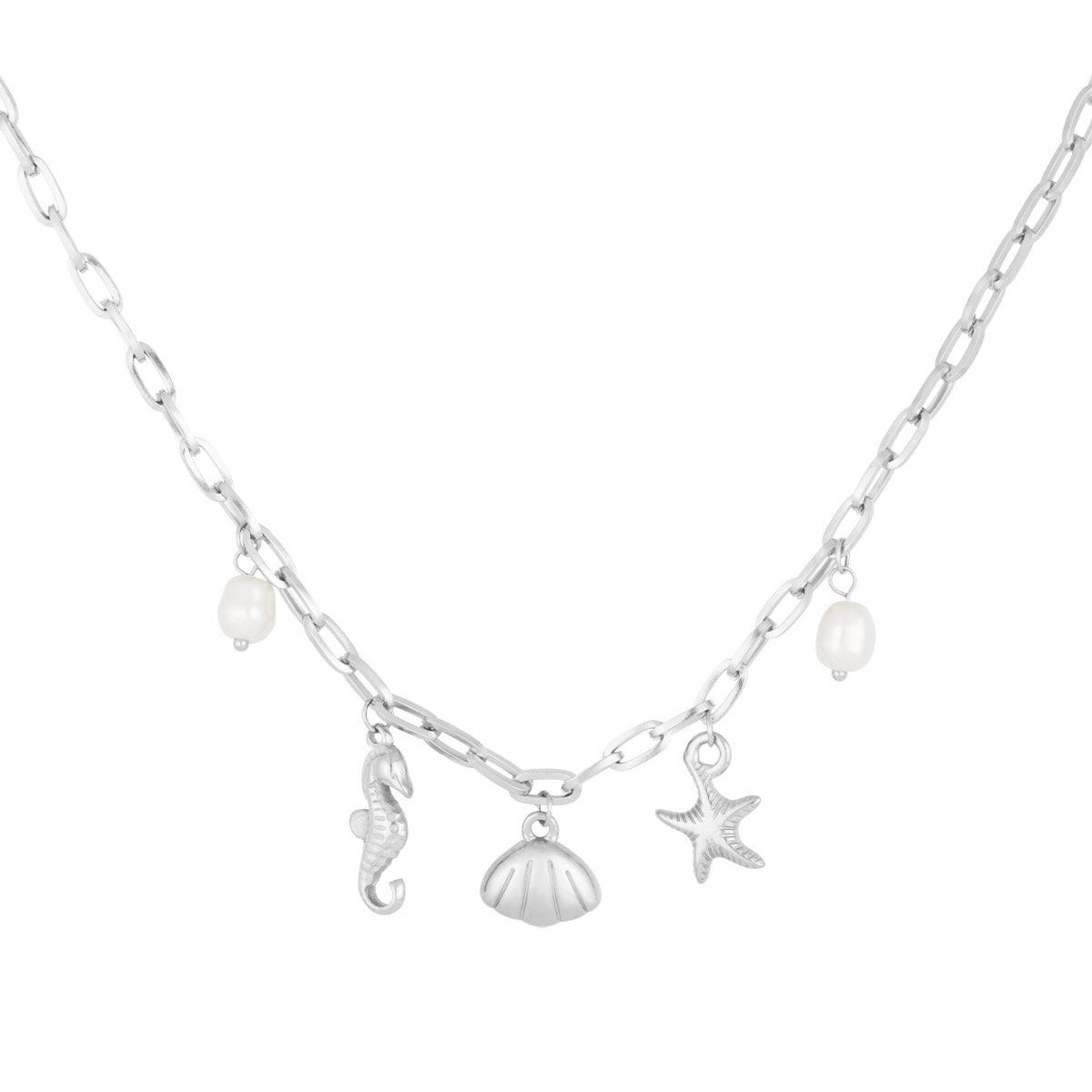 Zeepaardjes ketting -zilver
