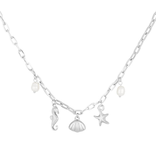 Zeepaardjes ketting -zilver