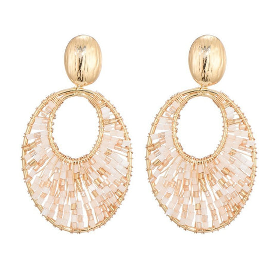 Oorstekers kralen goud - beige