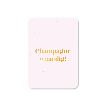 Mini wenskaart Champagne waardig!