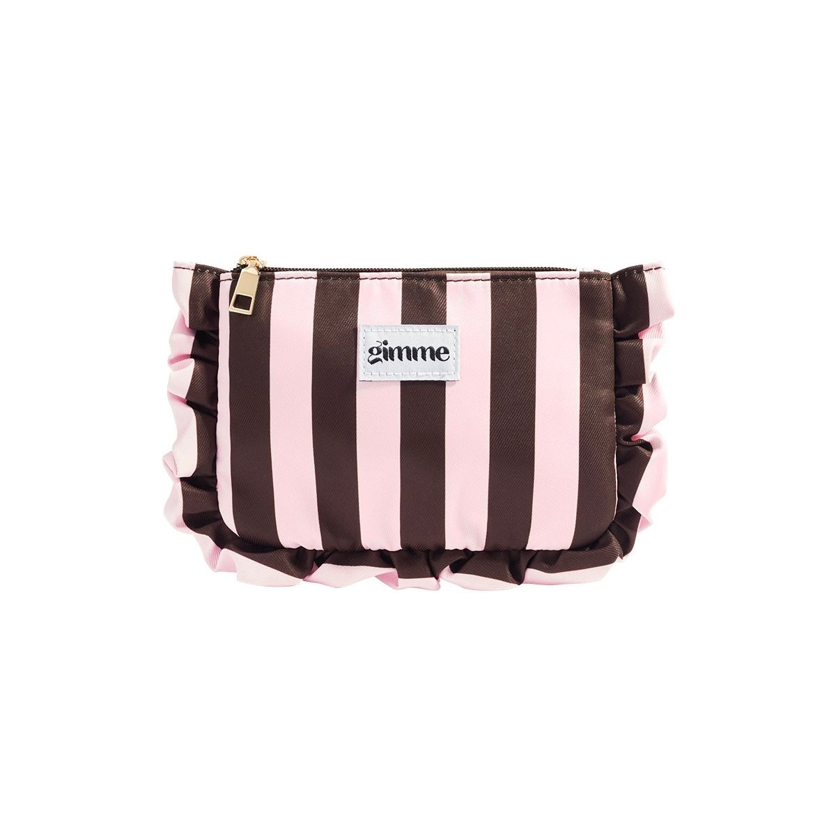Make-Up tasje met strepen bruin/roze