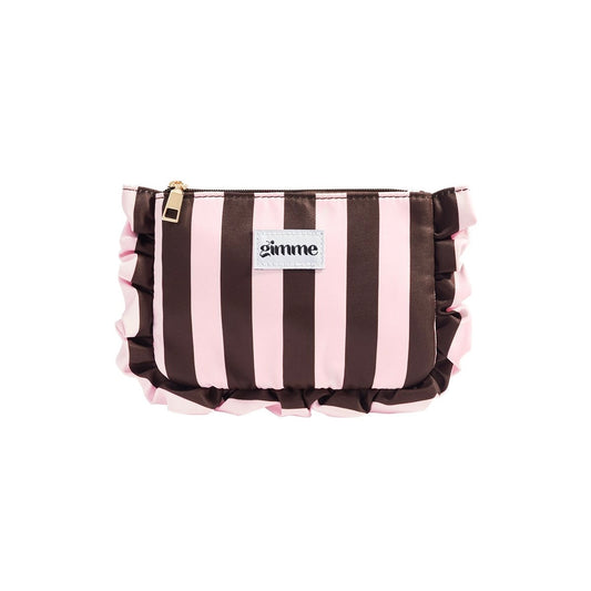 Make-Up tasje met strepen bruin/roze