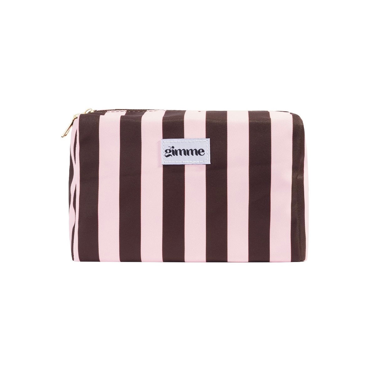 Make-up tasje met strepen bruin/roze