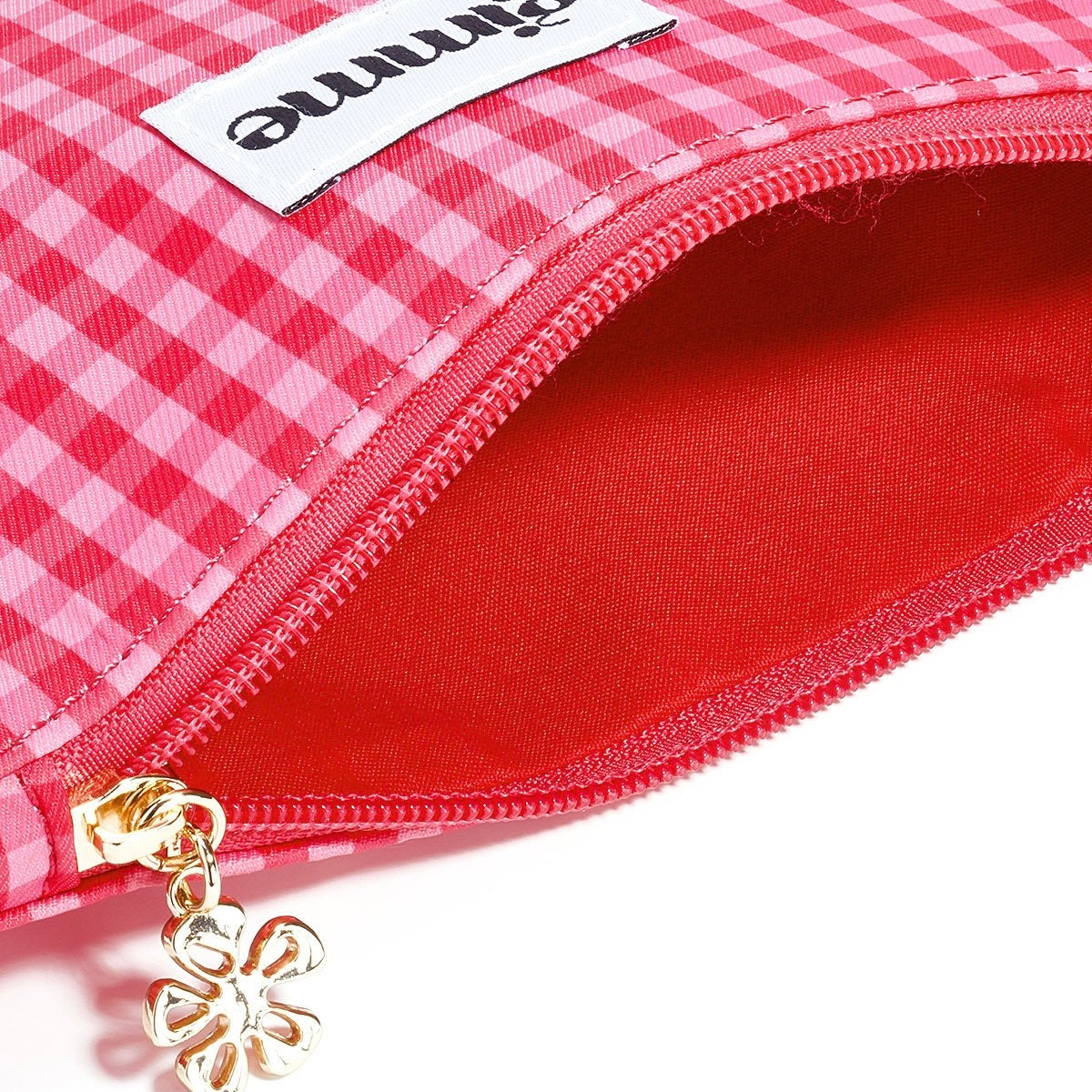 Make-Up tasje ruitjes - rood/roze
