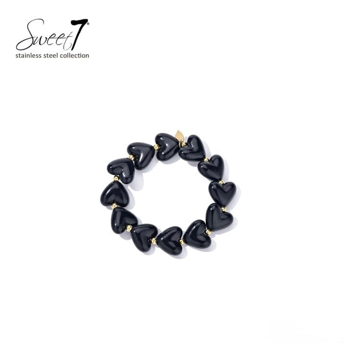 Sweet7 hartjes armband - zwart