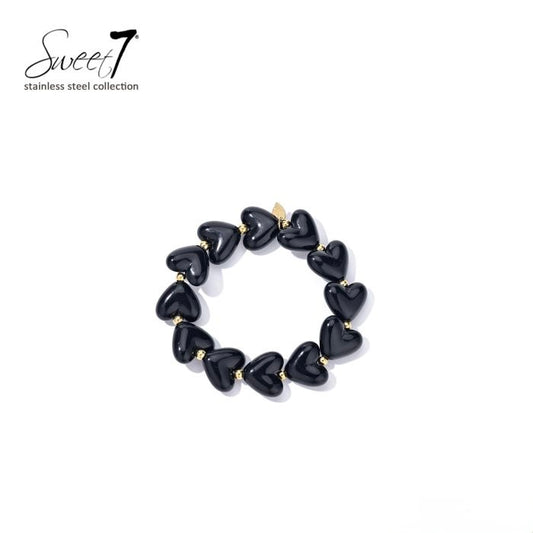 Sweet7 hartjes armband - zwart